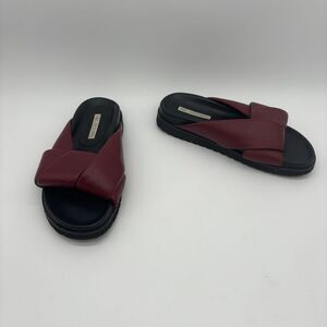 Neil J Rodgers Slide Sandals in Wine Burgundy